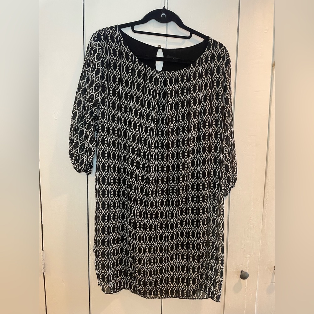 Italian Style A-Line boat neck pattern dress